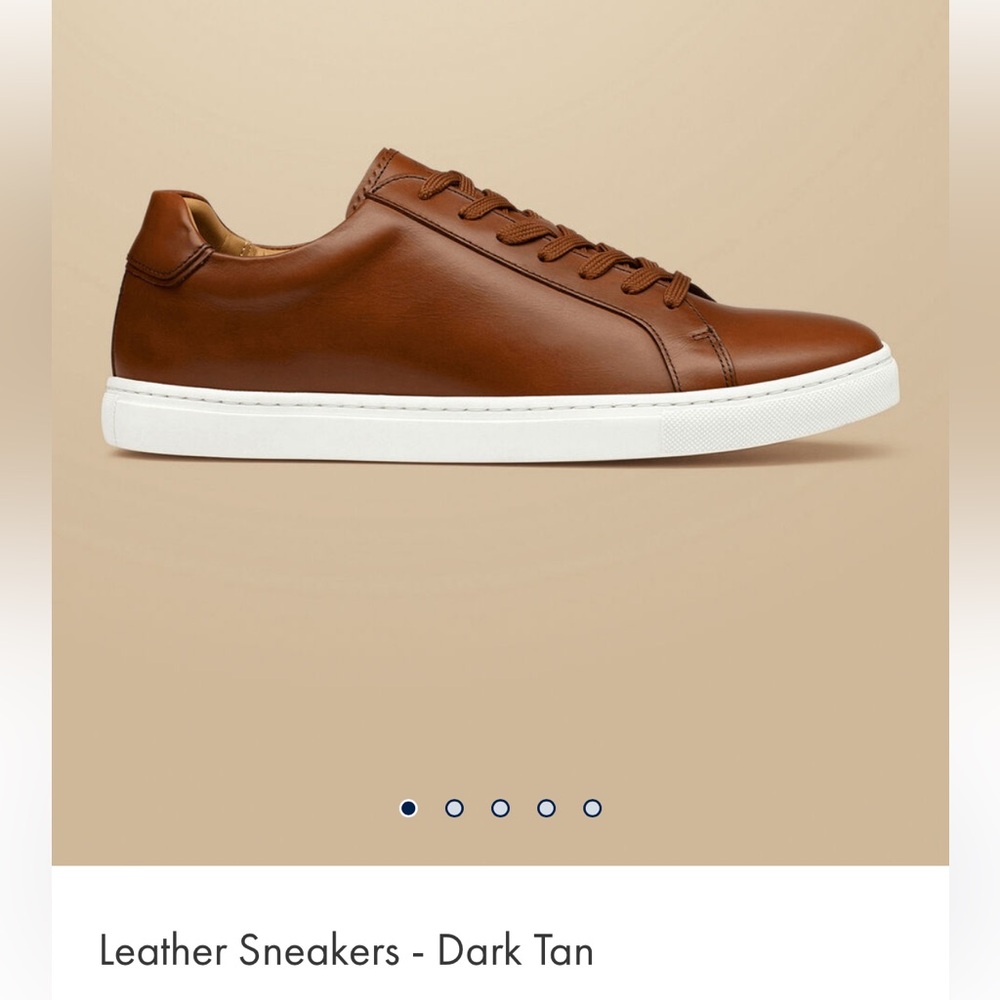 Charles Tyrwhitt Dark Tan Leather Sneakers. Size 9. NWT